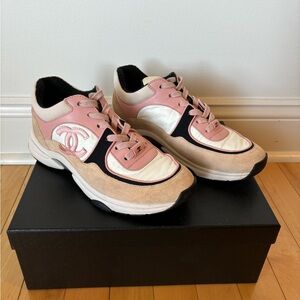 Chanel sneakers size 37.5 (7.5) in pink/black/white